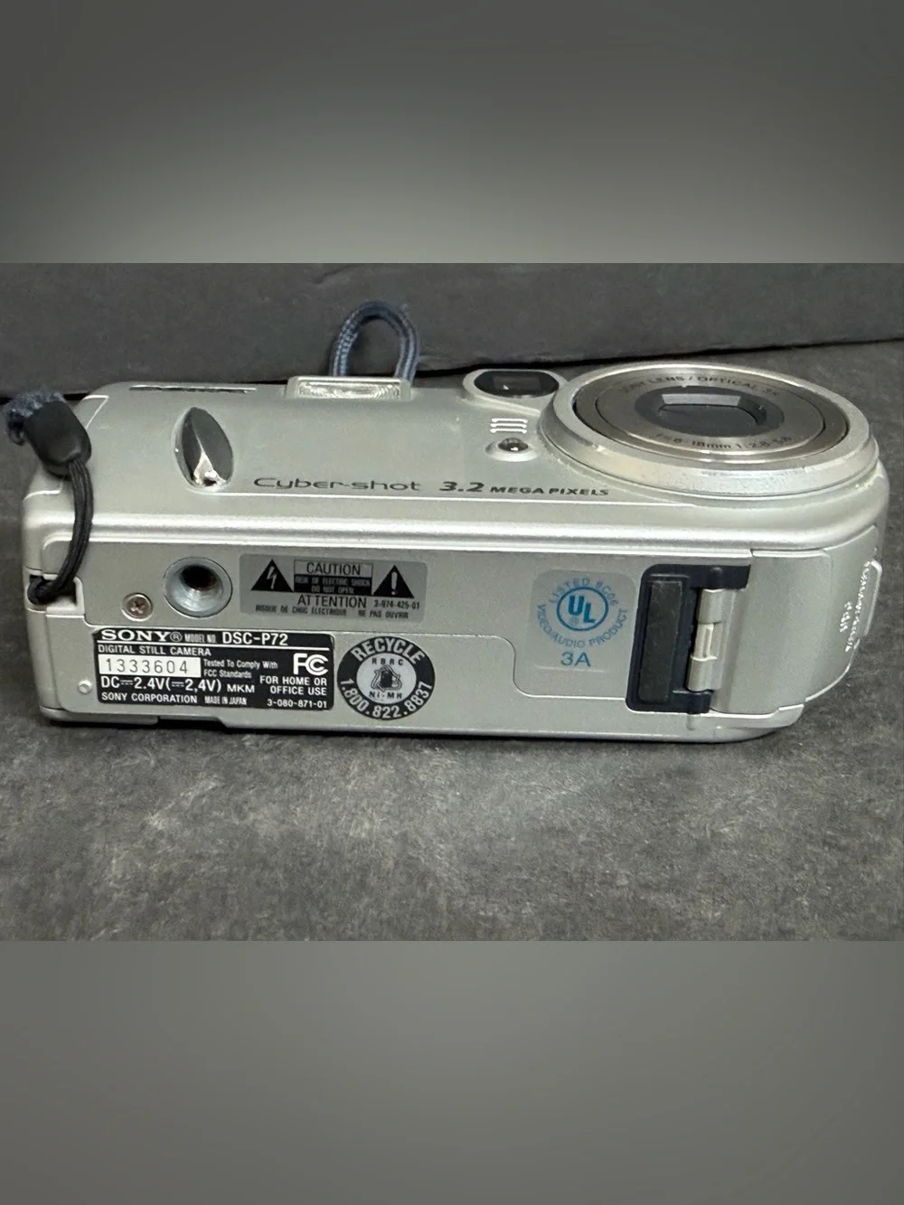 Sony Digital Camera Cybershot DSC-P72 3.2MP Silver AS IS